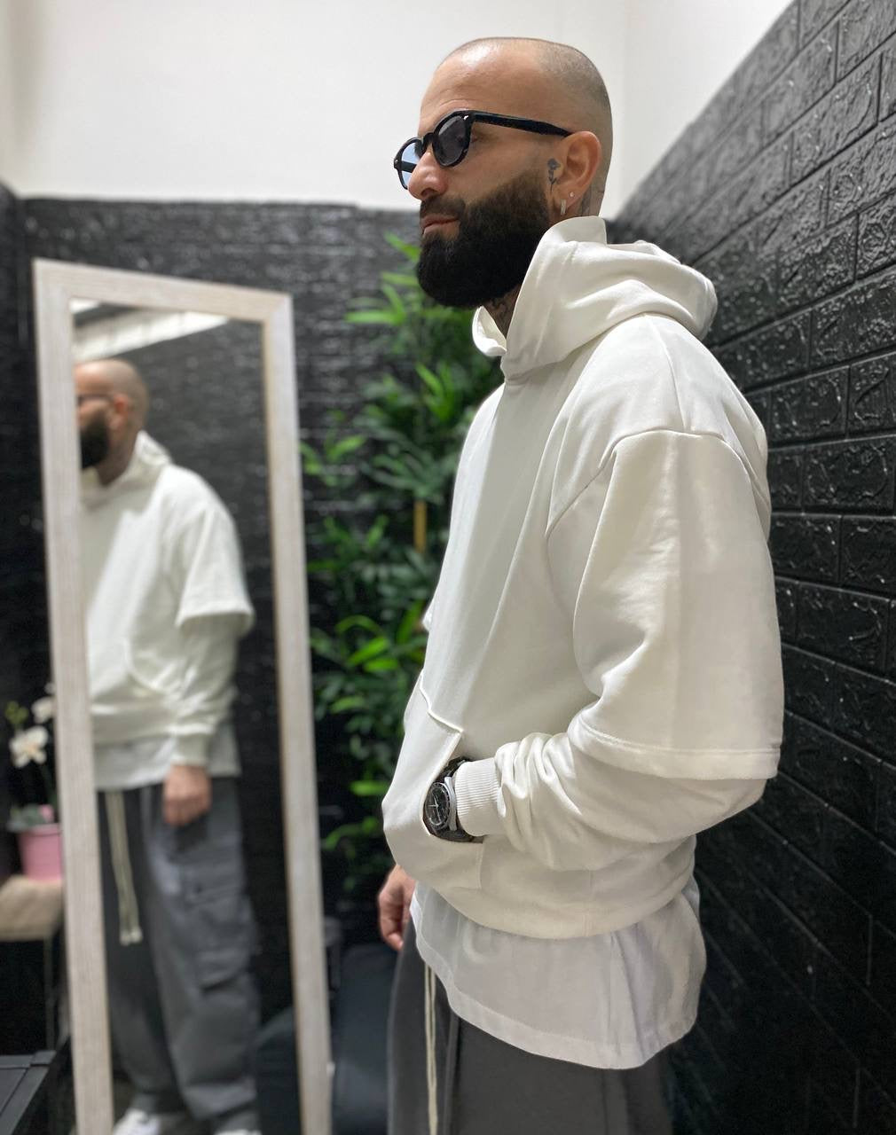 FELPA DOPPIA MANICA BIANCA