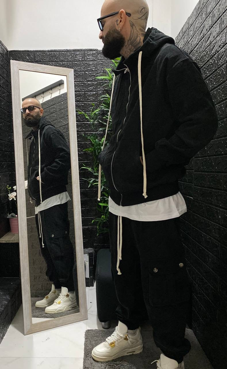 COMPLETO A COSTINE NERO PRIMAVERILE