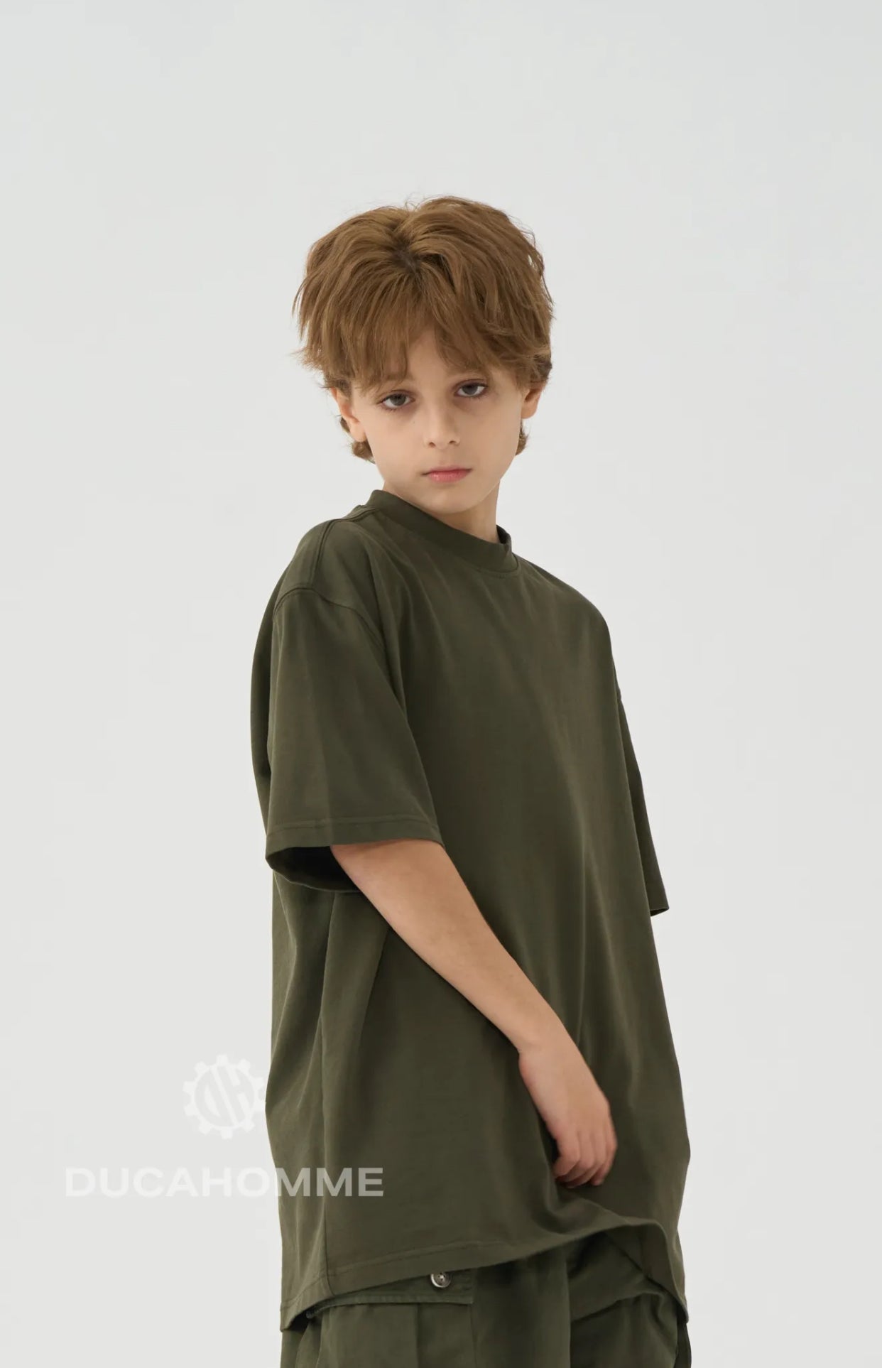 T-SHIRT MEZZO COLLO OVER VERDE MILITARE