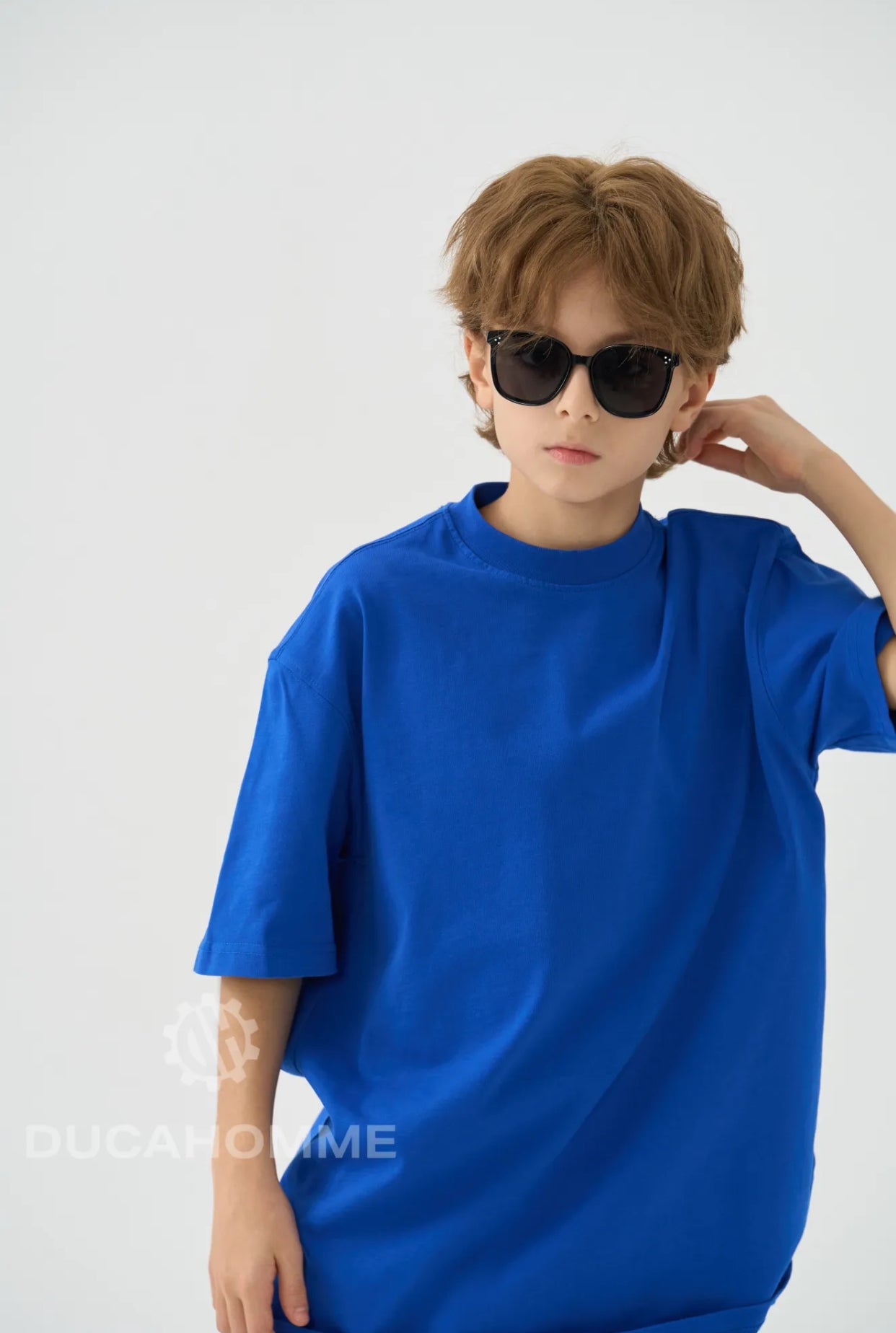T-SHIRT MEZZO COLLO OVER BLU