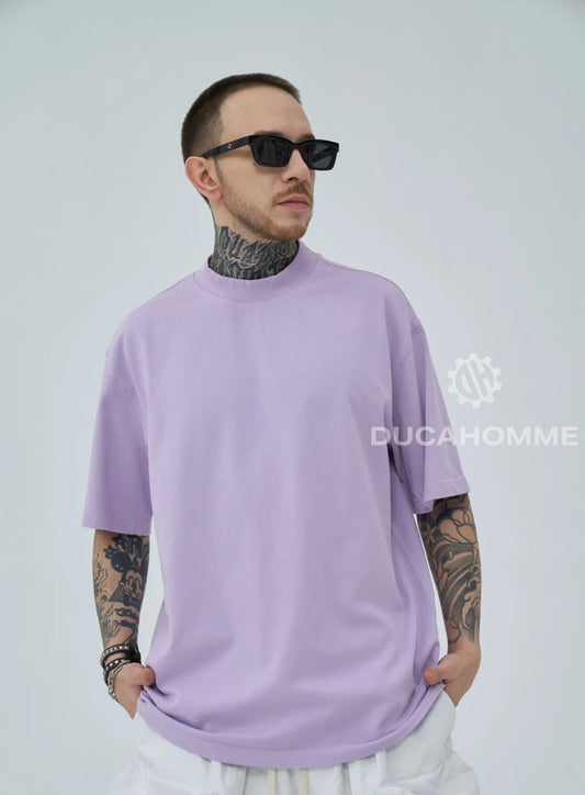 T-SHIRT MEZZO COLLO OVER LILLA