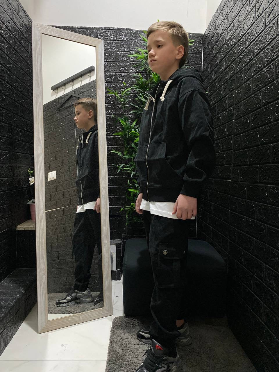 COMPLETO A COSTINE KIDS NERO PRIMAVERILE