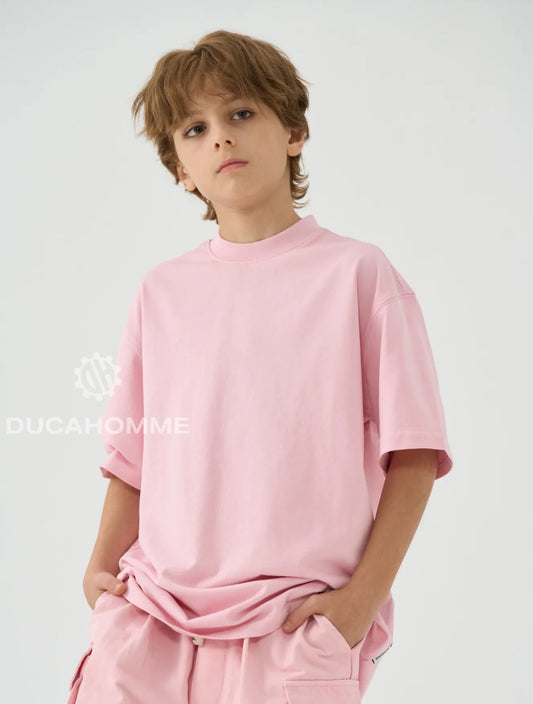T-SHIRT MEZZO COLLO OVER ROSA
