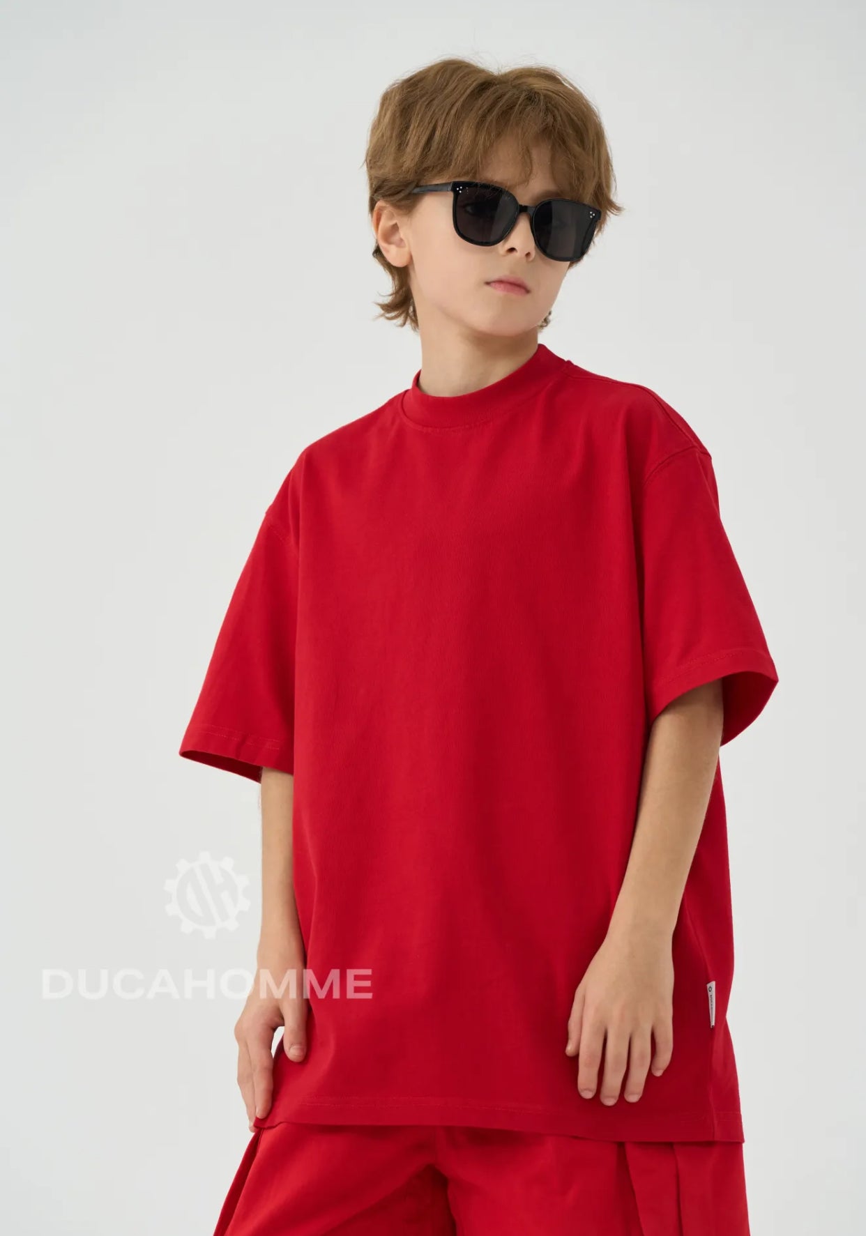 T-SHIRT MEZZO COLLO OVER ROSSA