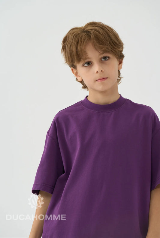 T-SHIRT MEZZO COLLO OVER VIOLA