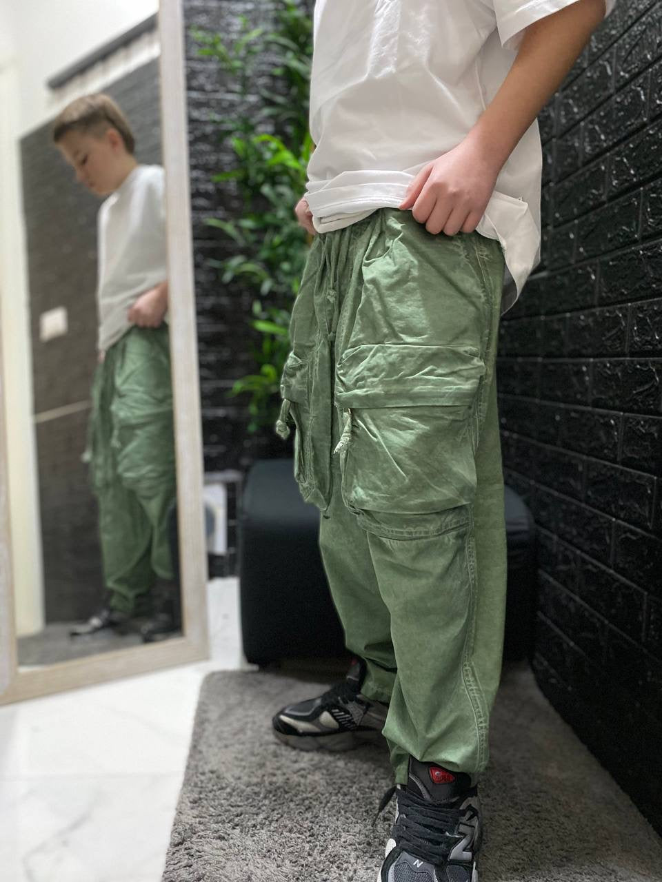 CARGO SFUMATO KIDS VERDE TASCONI FRONTALI