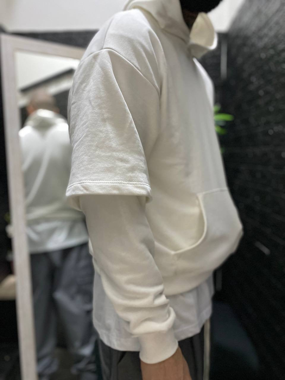 FELPA DOPPIA MANICA BIANCA