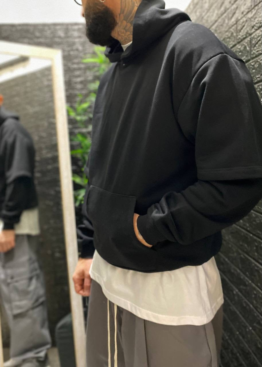 FELPA DOPPIA MANICA NERA