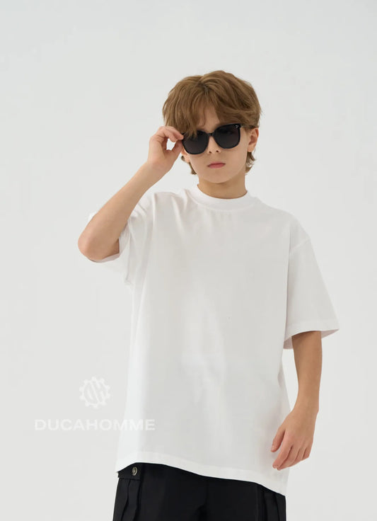 T-SHIRT MEZZO COLLO OVER BIANCA