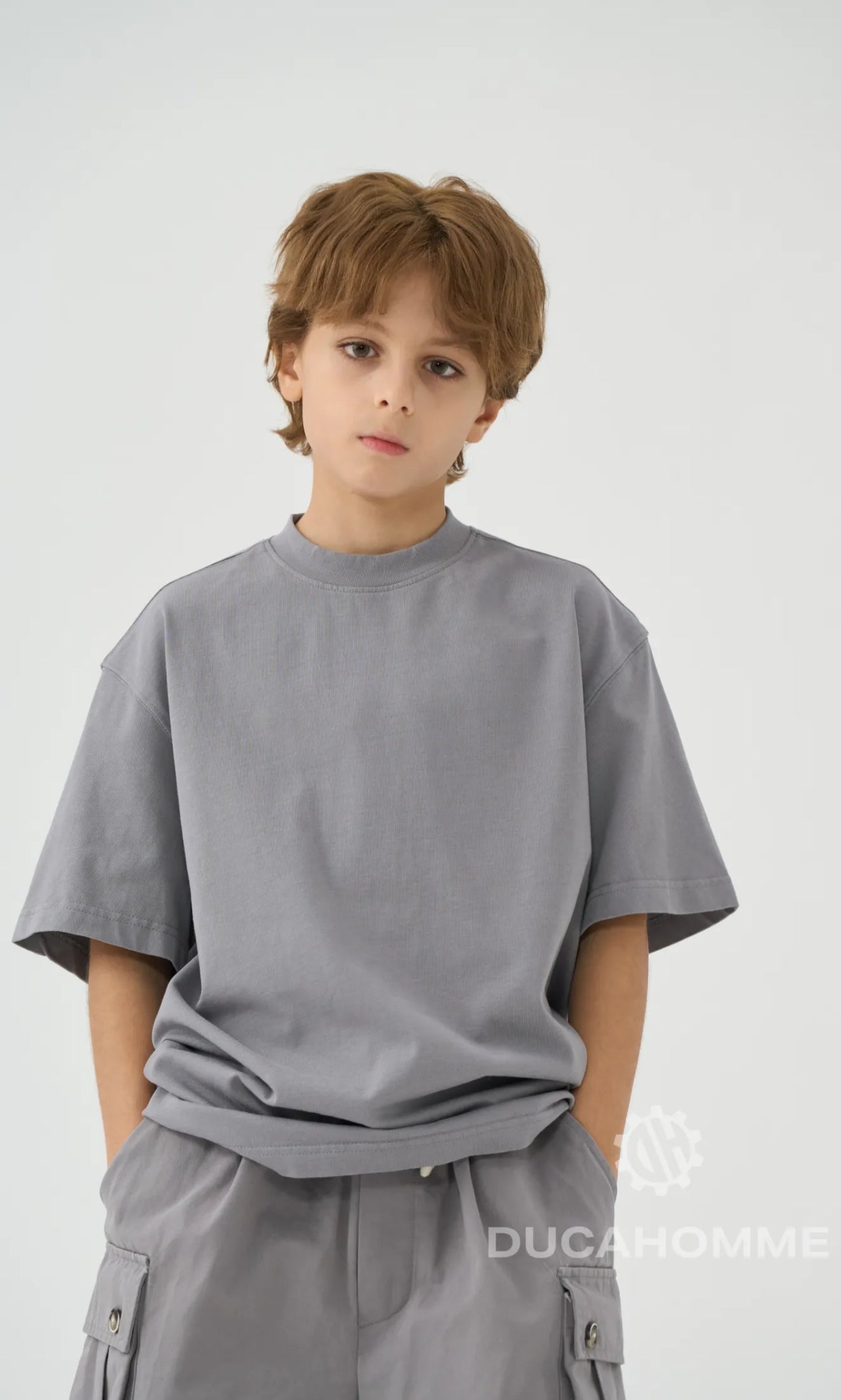 T-SHIRT MEZZO COLLO OVER GRIGIO