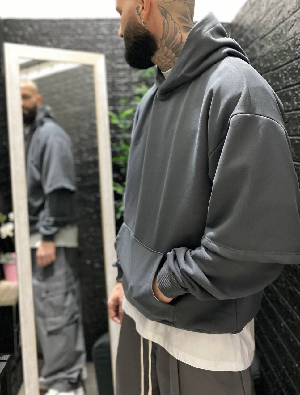 FELPA DOPPIA MANICA PIOMBO