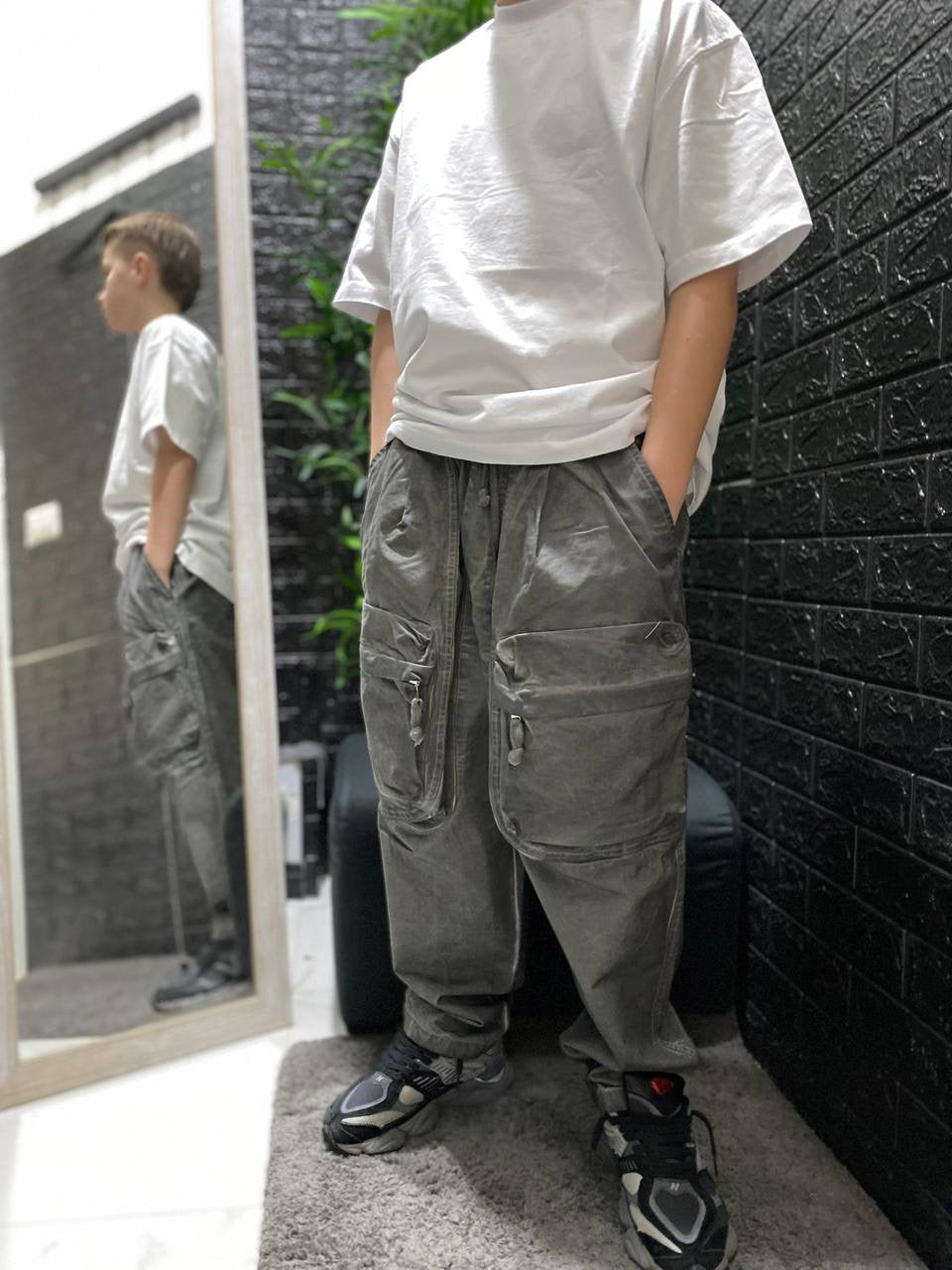 CARGO SFUMATO KIDS GRIGIO SCURO TASCONI FRONTALI