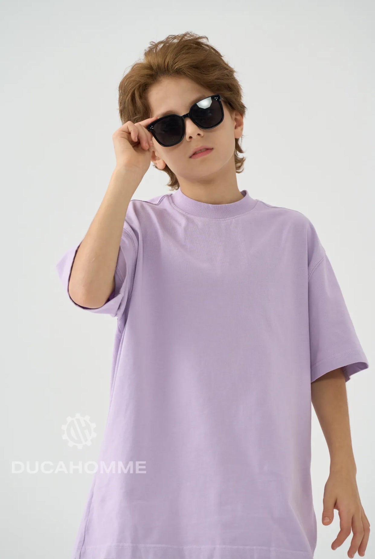 T-SHIRT MEZZO COLLO OVER LILLA