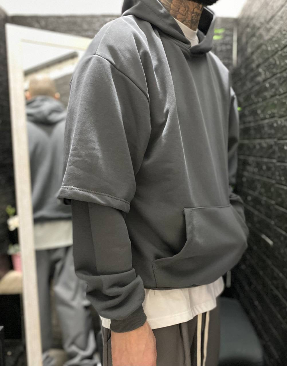 FELPA DOPPIA MANICA PIOMBO