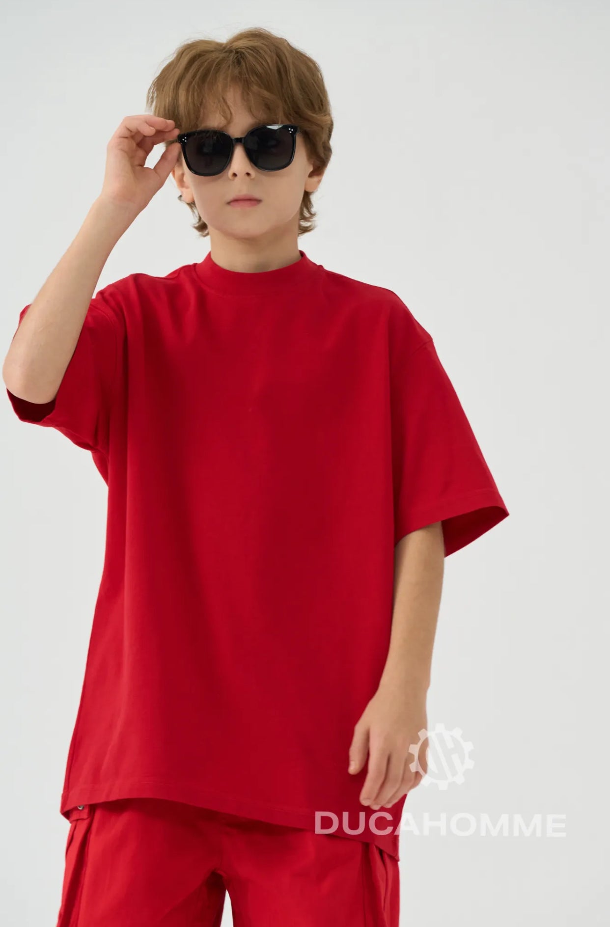 T-SHIRT MEZZO COLLO OVER ROSSA