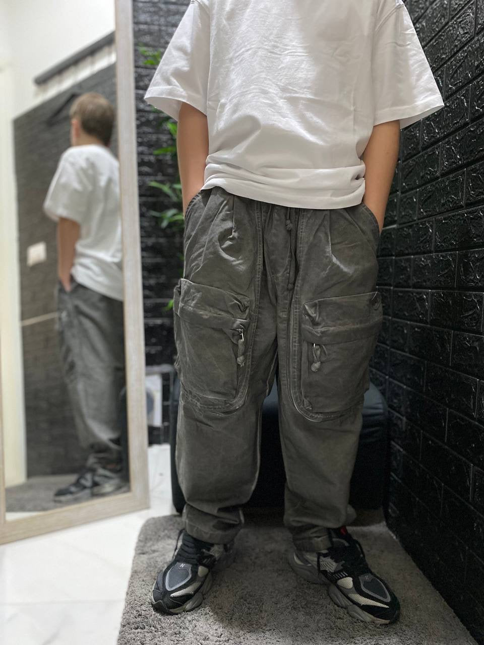 CARGO SFUMATO KIDS GRIGIO SCURO TASCONI FRONTALI