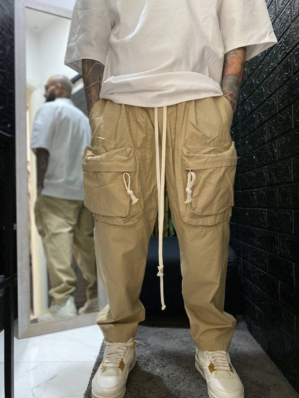 CARGO TASCONI FRONTALI BEIGE