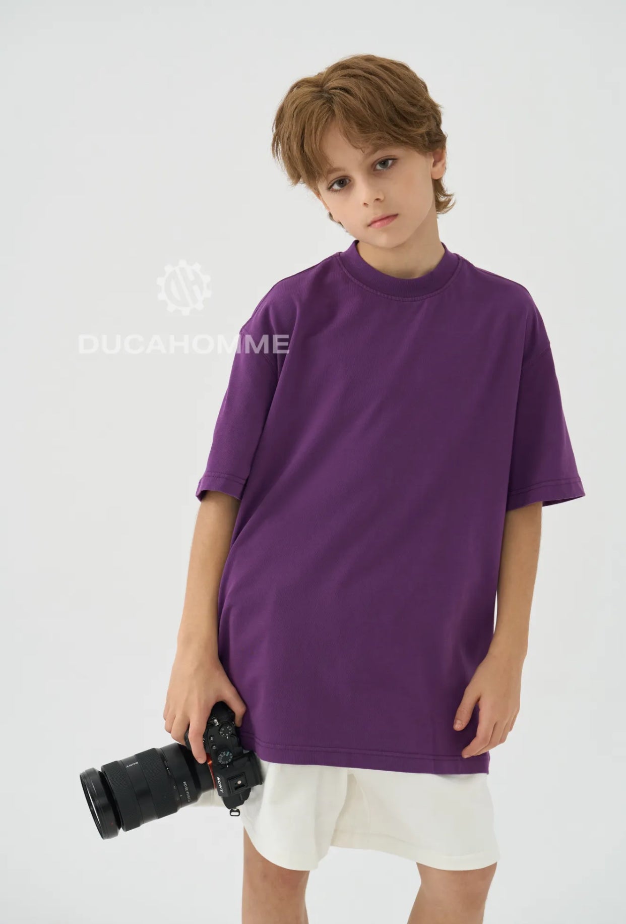 T-SHIRT MEZZO COLLO OVER VIOLA