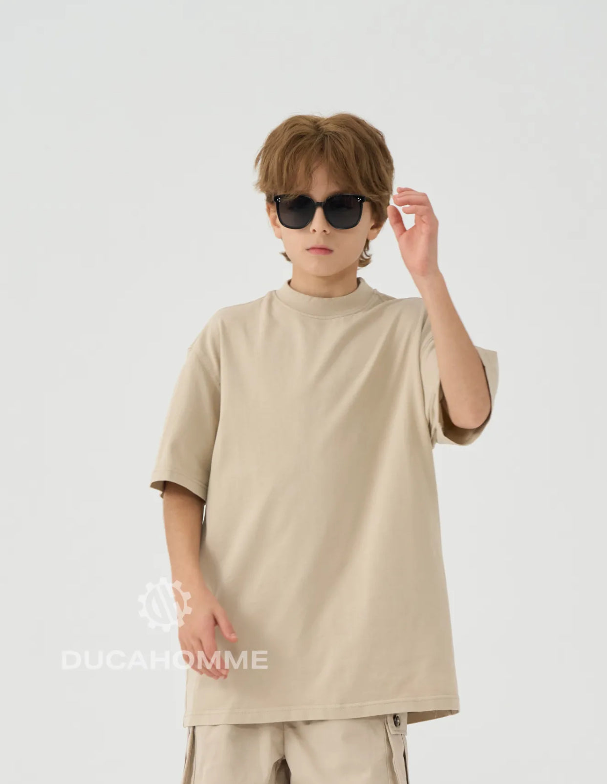 T-SHIRT MEZZO COLLO OVER BEIGE