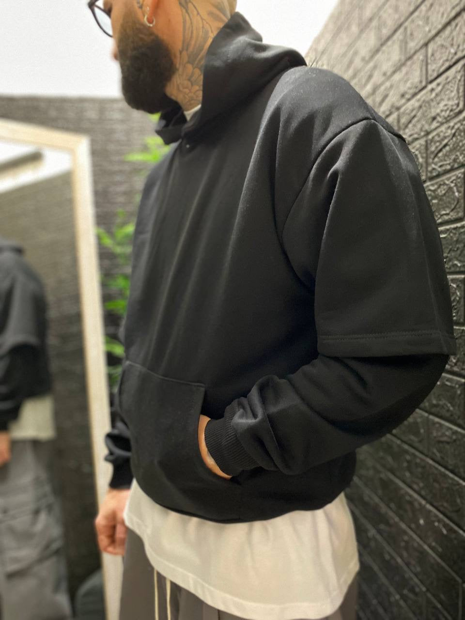 FELPA DOPPIA MANICA NERA