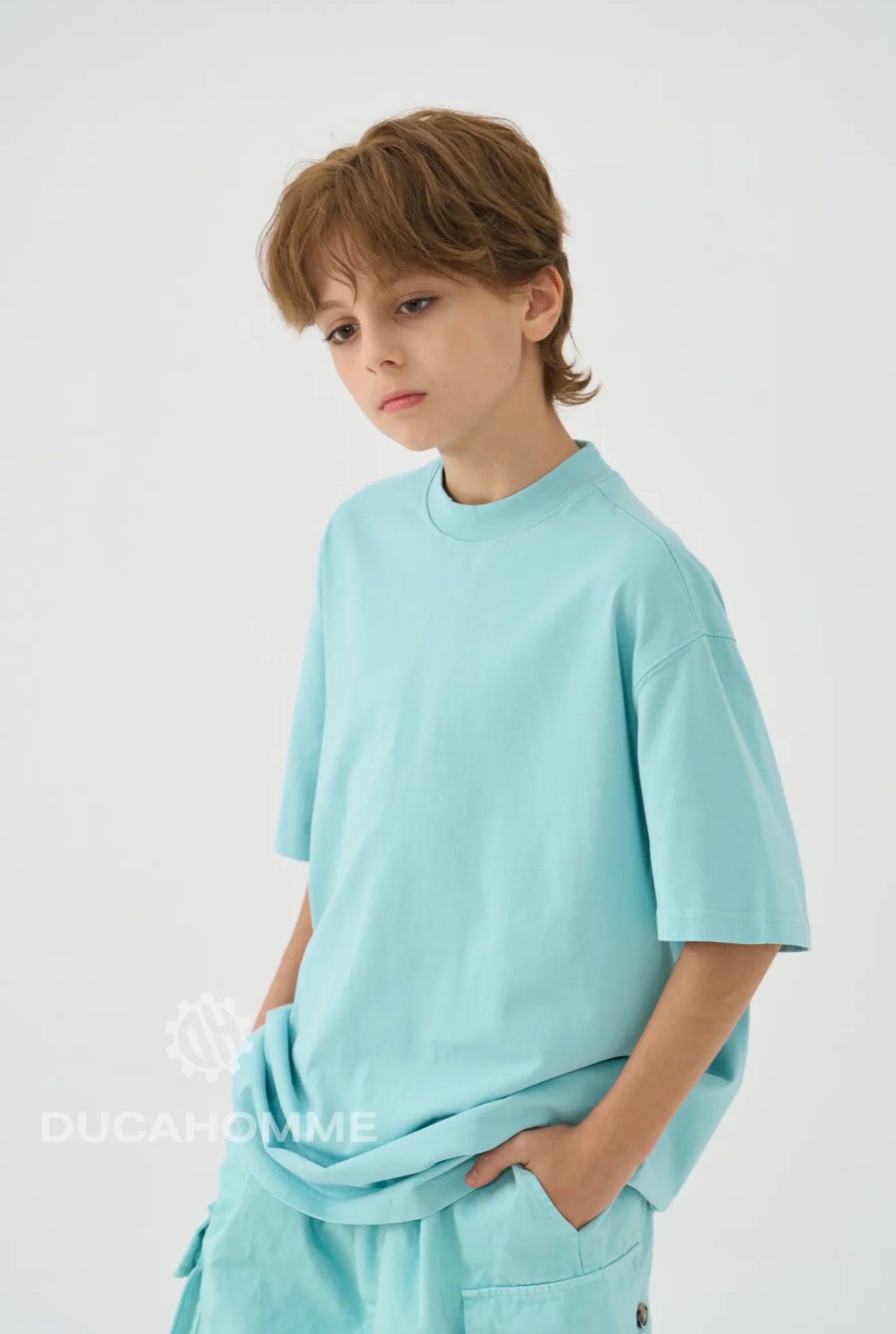 T-SHIRT MEZZO COLLO OVER TIFFANY