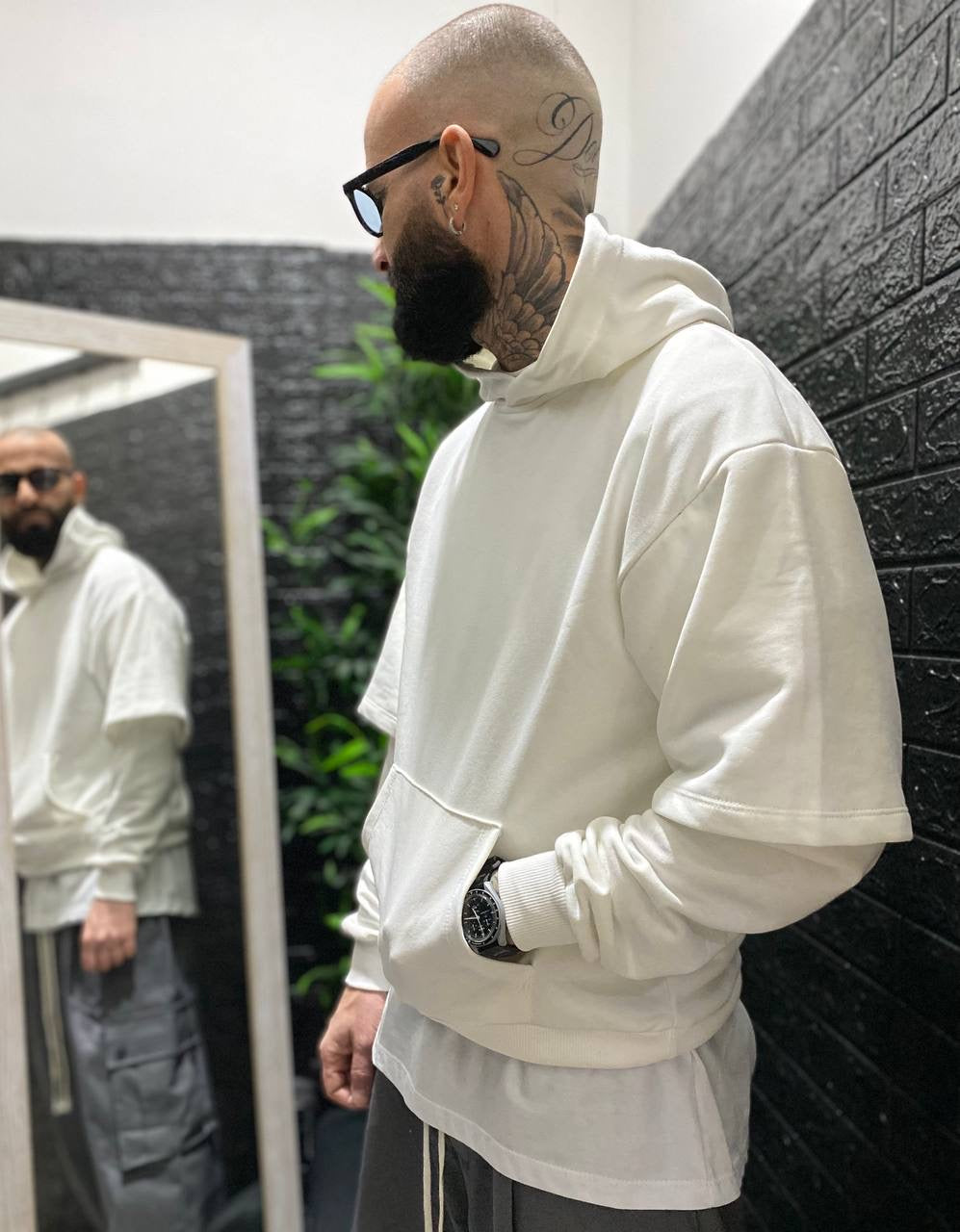 FELPA DOPPIA MANICA BIANCA