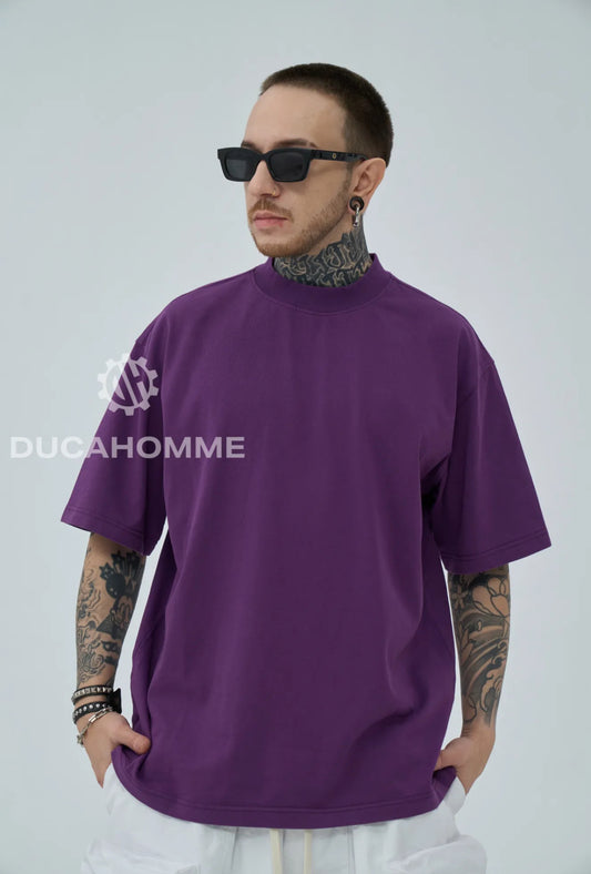 T-SHIRT MEZZO COLLO OVER VIOLA