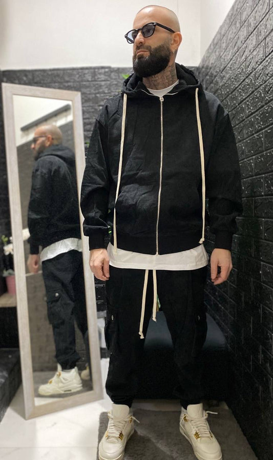 COMPLETO A COSTINE NERO PRIMAVERILE